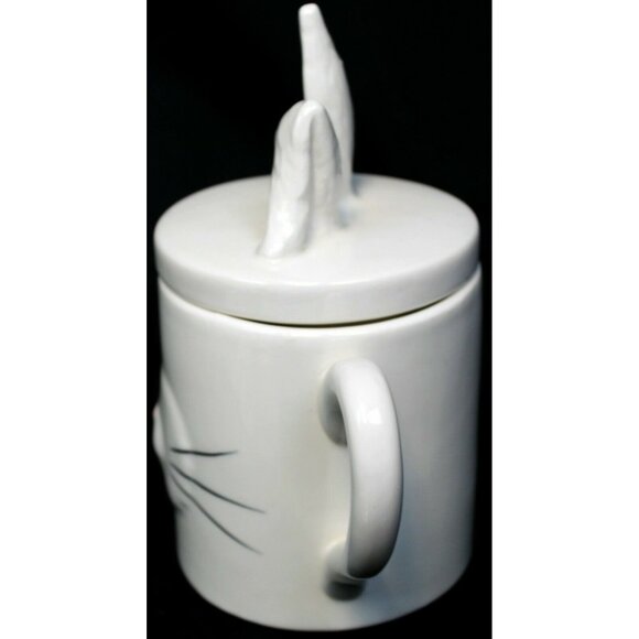 Magenta White Porcelain Easter Bunny Teapot Whimsical Rabbit Ears Ceramic - Picture 4 of 12